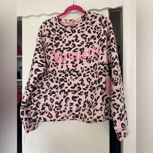 Brunette The Label Pink Leopard Print Sweatshirt